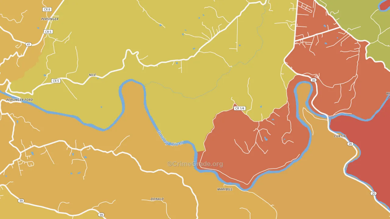 Nile, WV Map of Robbery Rates
