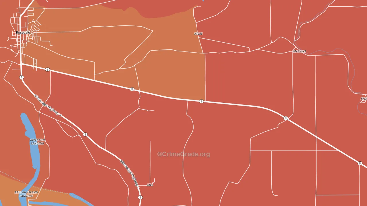 Niles, MS Map of Robbery Rates