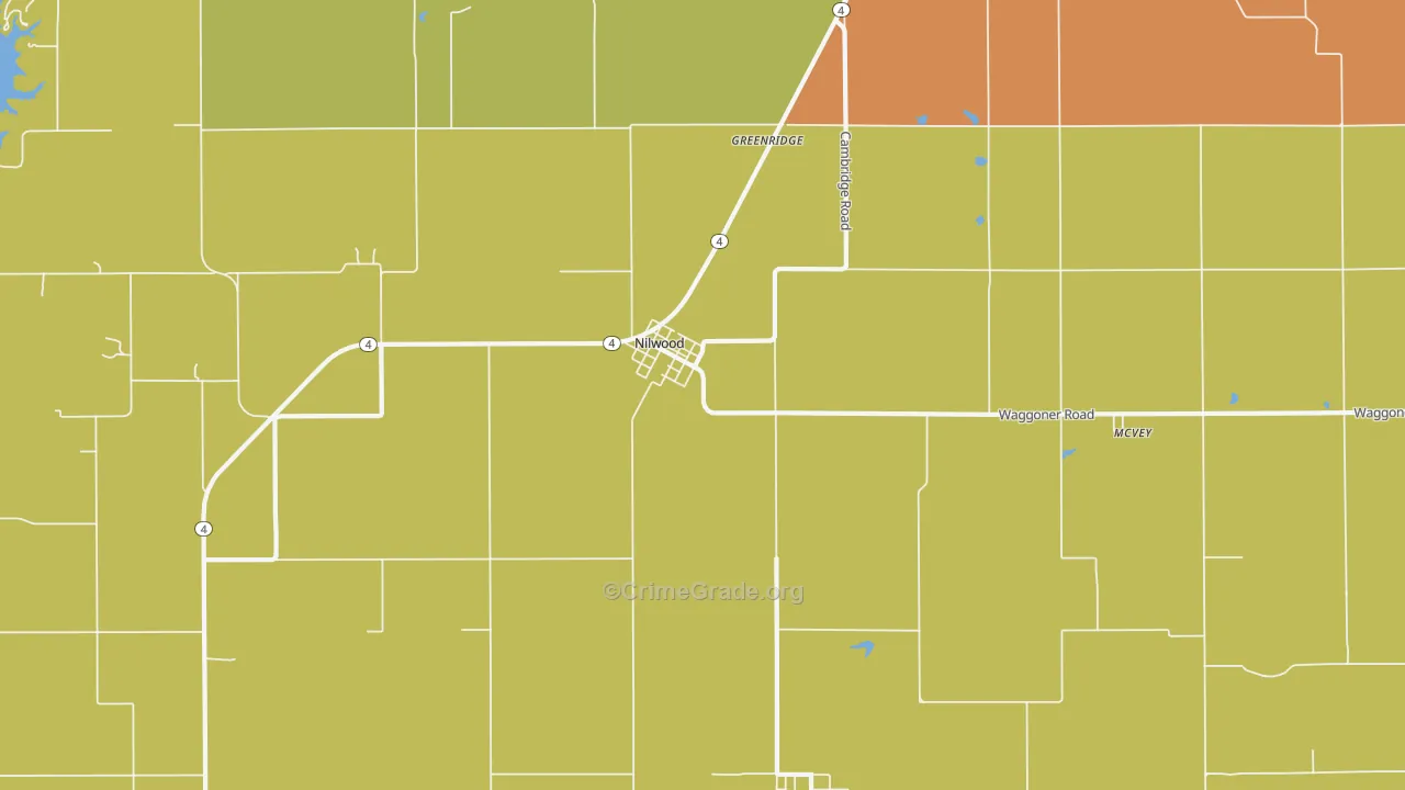 Nilwood, IL Map of Robbery Rates
