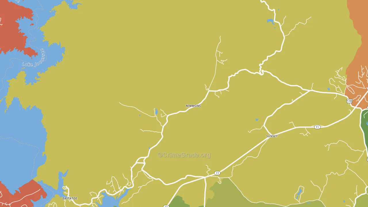 Nimmons, SC Map of Robbery Rates