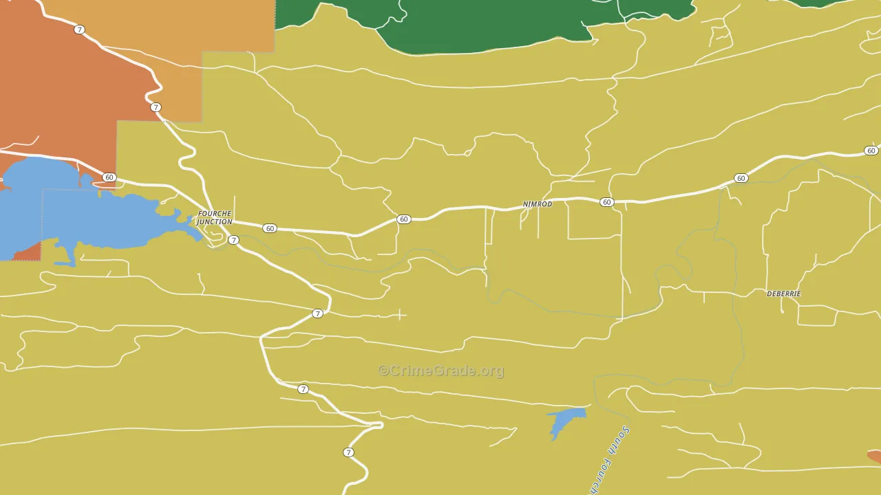 Nimrod, AR Map of Robbery Rates