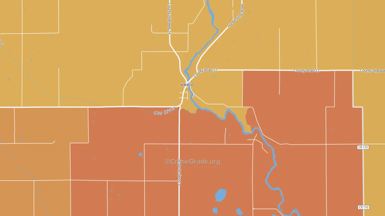 Nimrod, MN Map of Robbery Rates