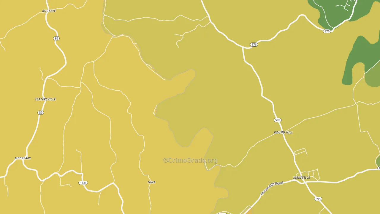 Nina, KY Map of Robbery Rates