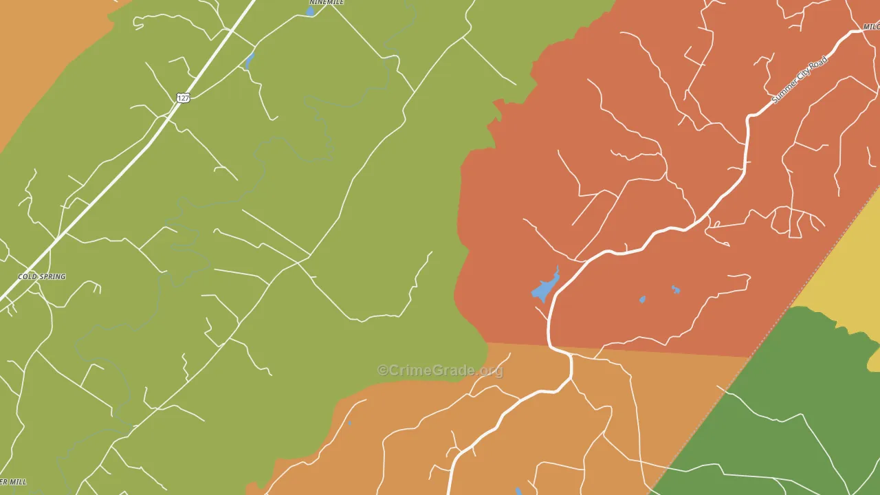 Nine Mile, TN Map of Robbery Rates