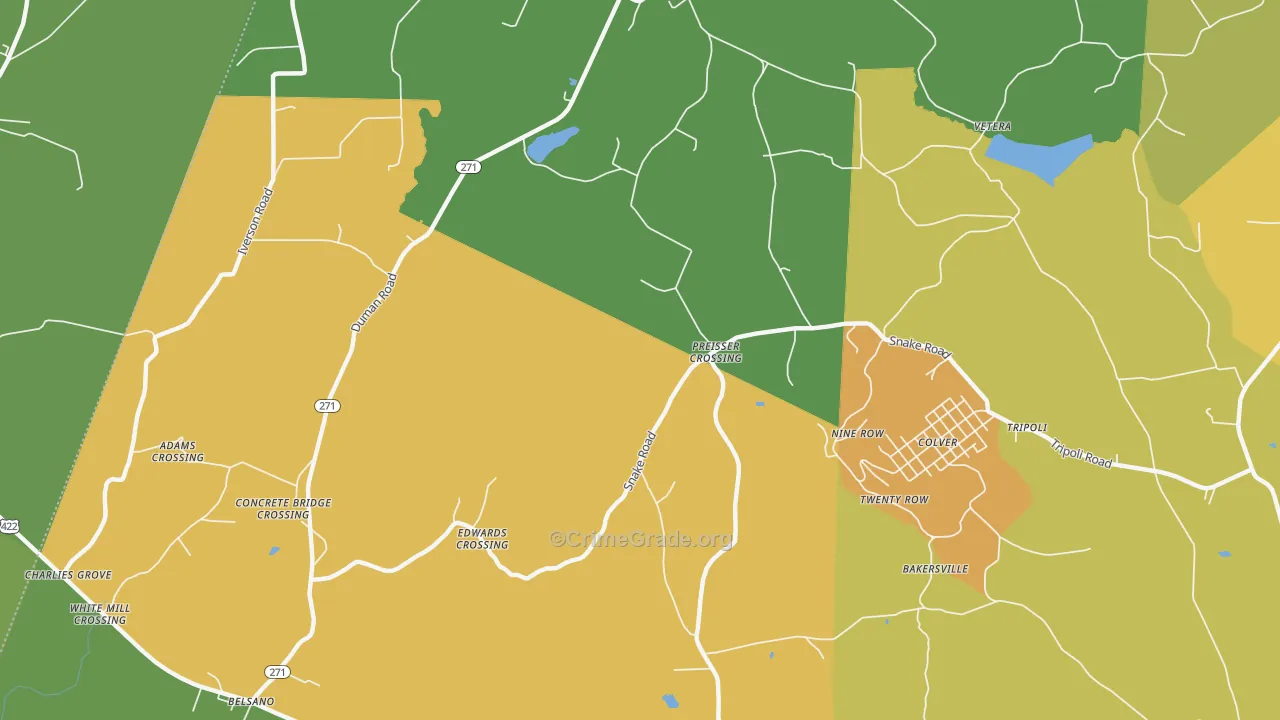 Nine Row, PA Map of Robbery Rates