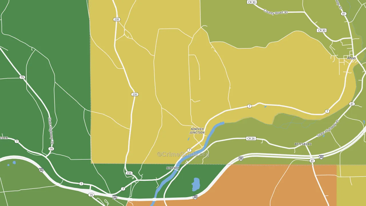 Nineveh Junction, NY Map of Robbery Rates