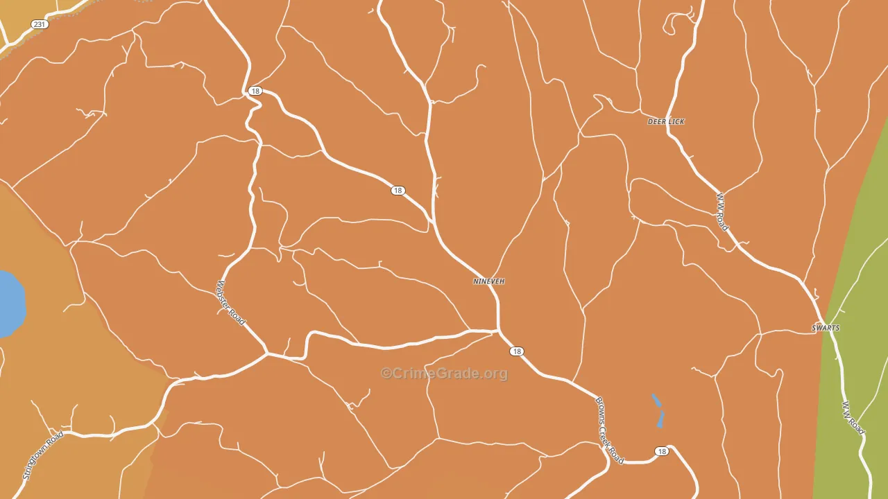 Nineveh, PA Map of Robbery Rates