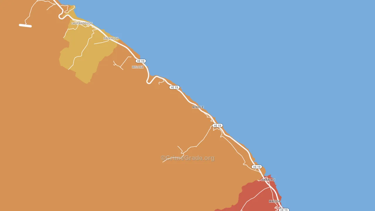 Ninole, HI Map of Robbery Rates