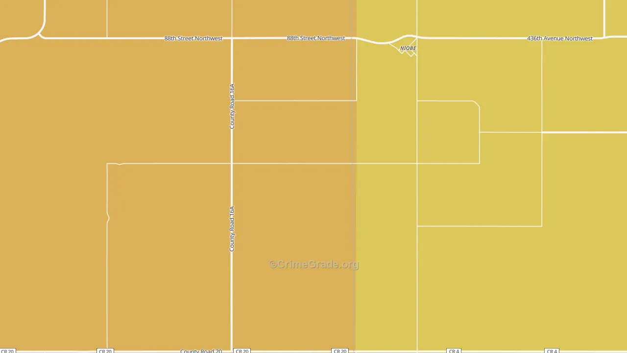 Niobe, ND Map of Robbery Rates