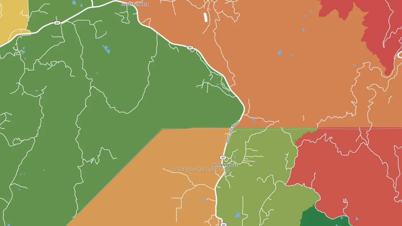 Nipinnawasee, CA Map of Robbery Rates