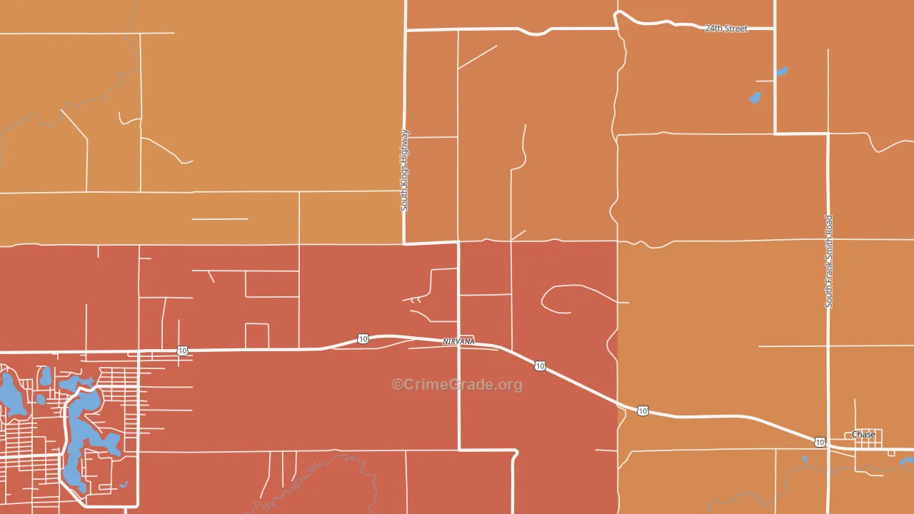 Nirvana, MI Map of Robbery Rates