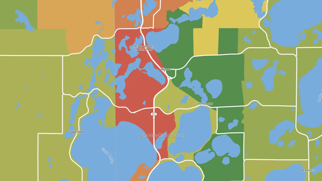 Nisswa, MN Map of Robbery Rates