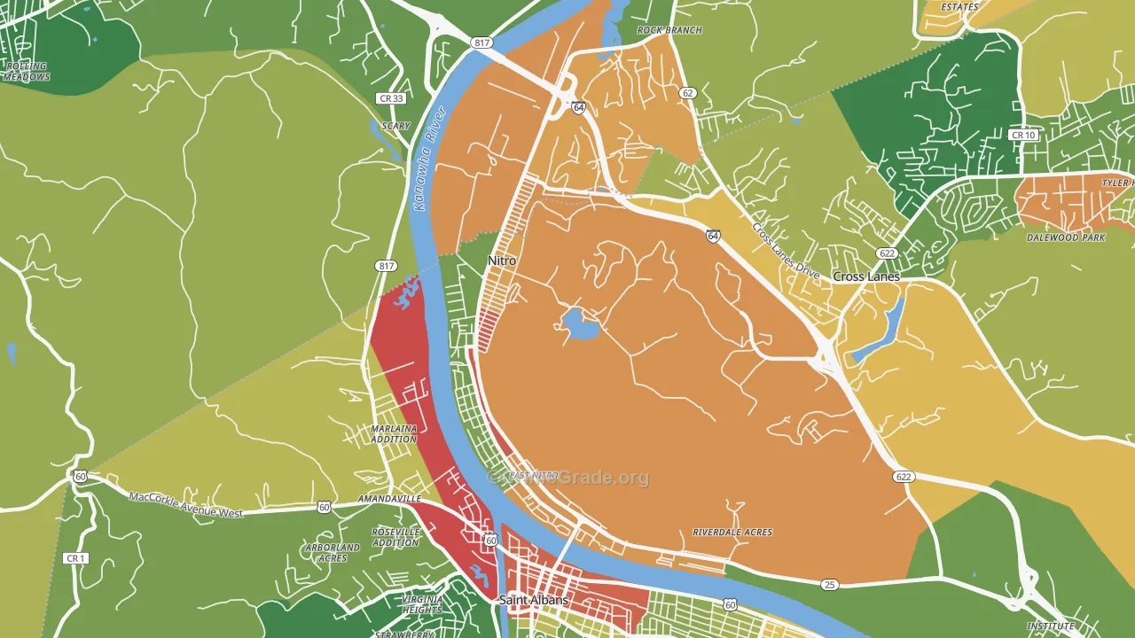 Nitro, WV Map of Robbery Rates