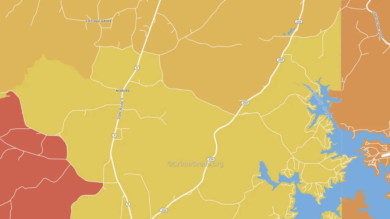 Nixburg, AL Map of Robbery Rates