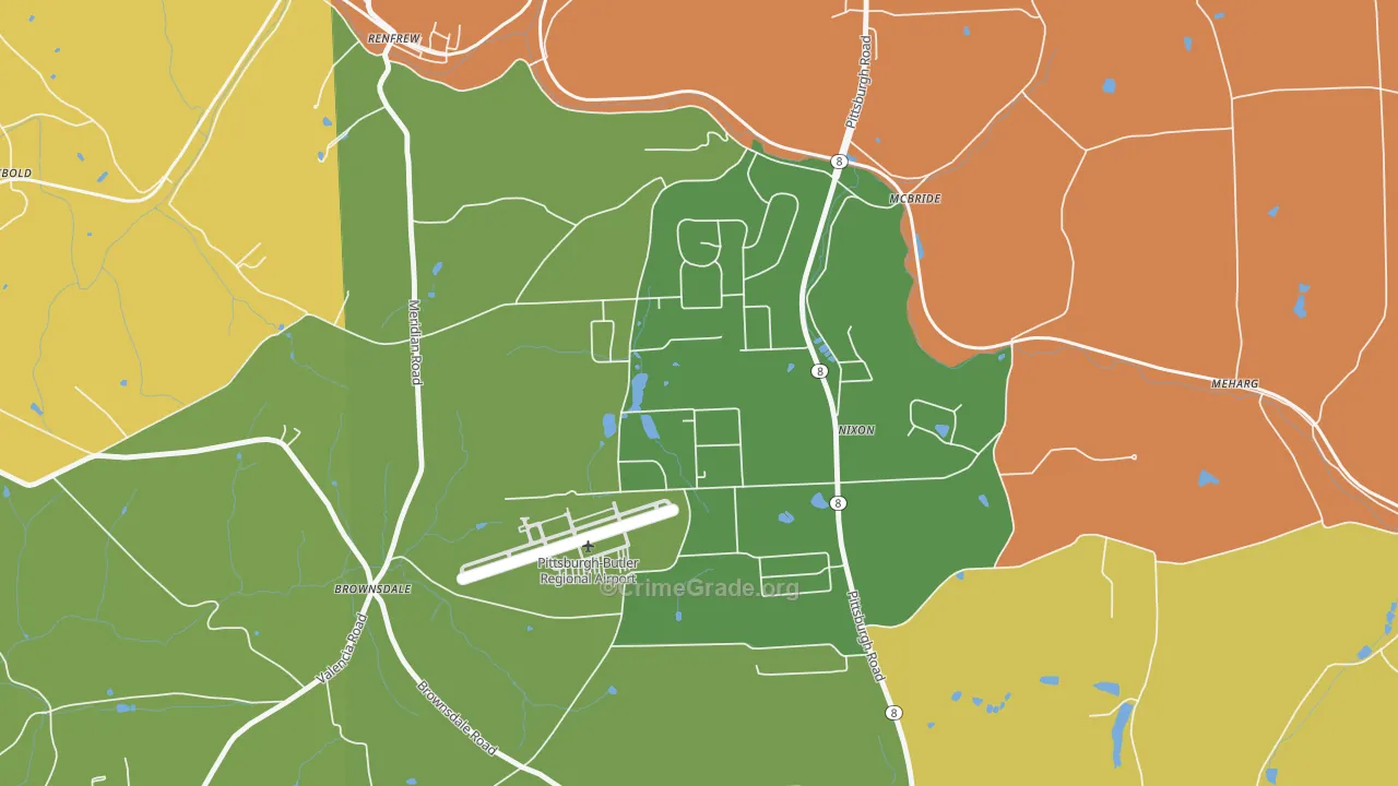 Nixon, PA Map of Robbery Rates
