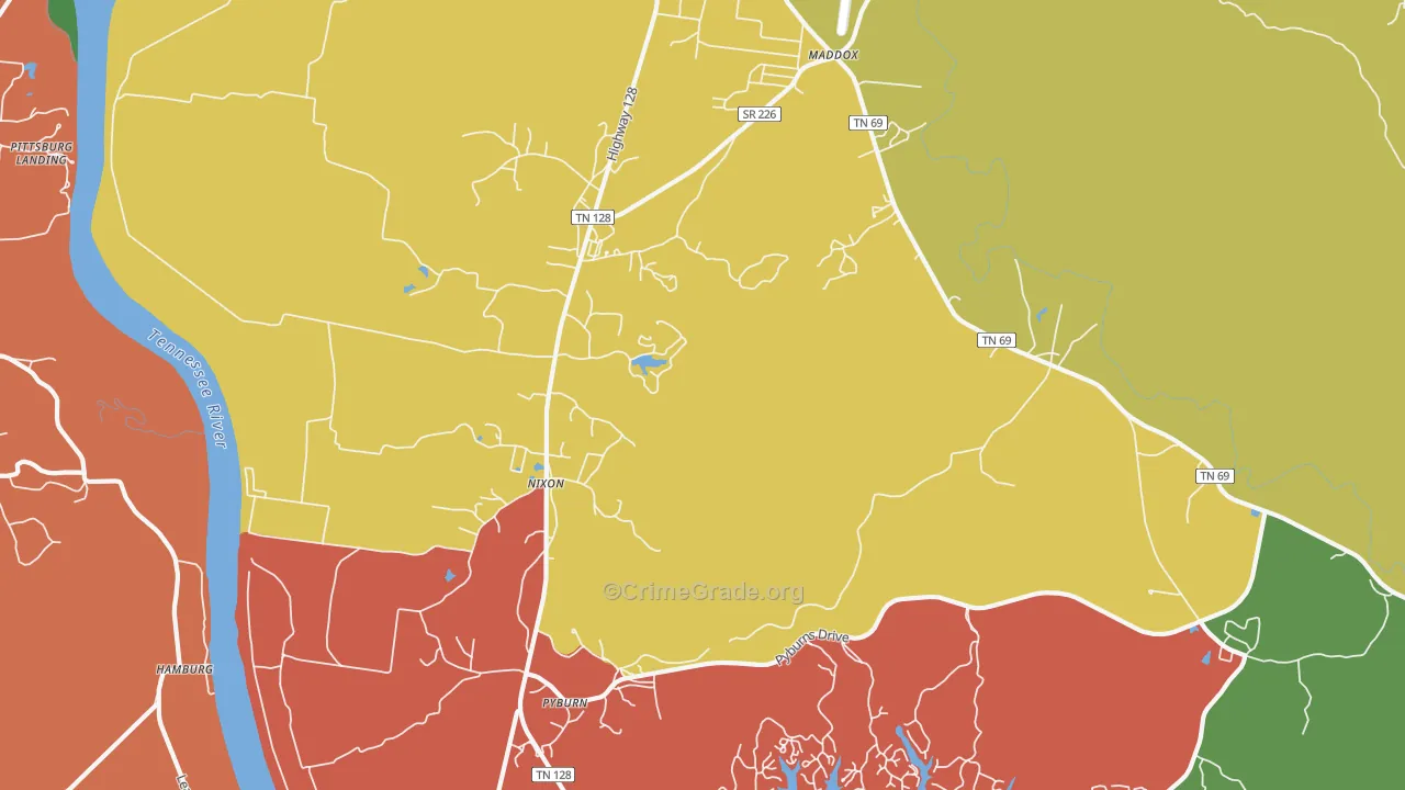 Nixon, TN Map of Robbery Rates