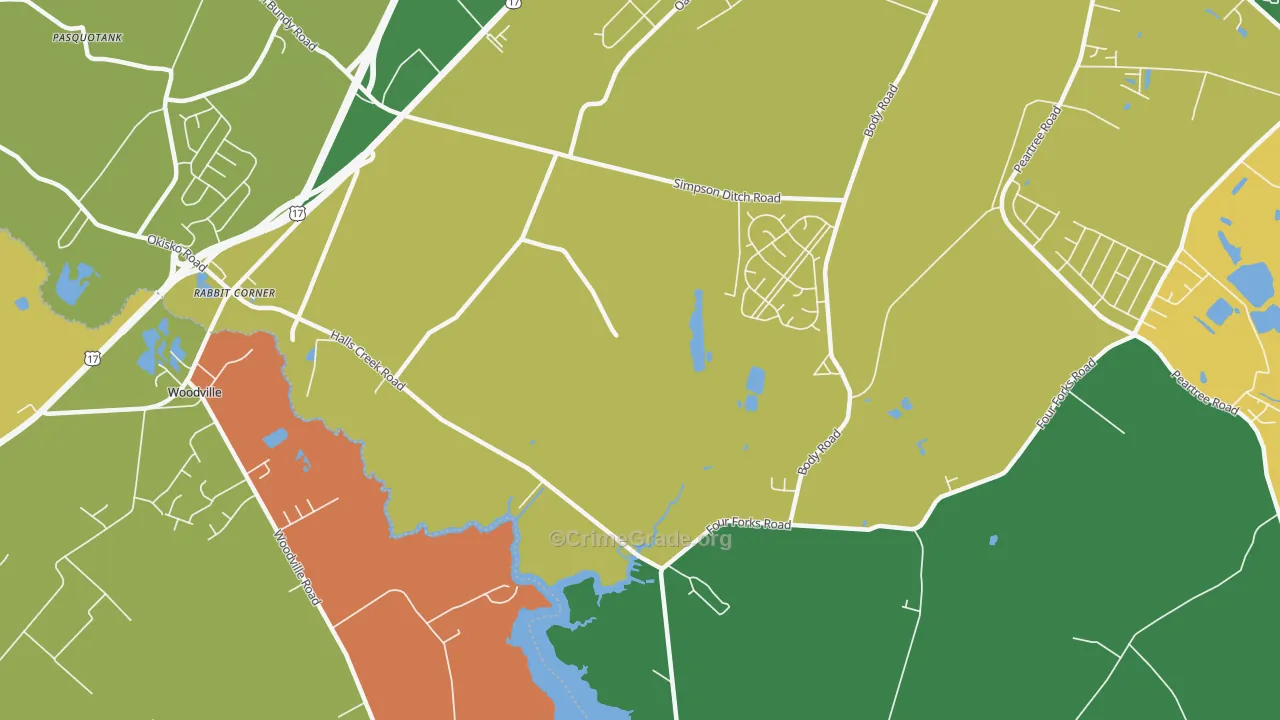 Nixonton, NC Map of Robbery Rates