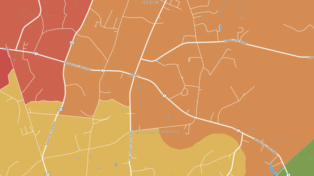 Nixville, SC Map of Robbery Rates