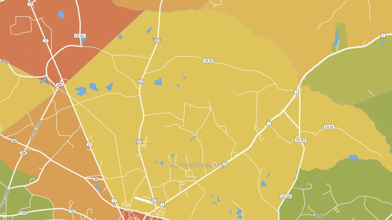 Noah, GA Map of Robbery Rates