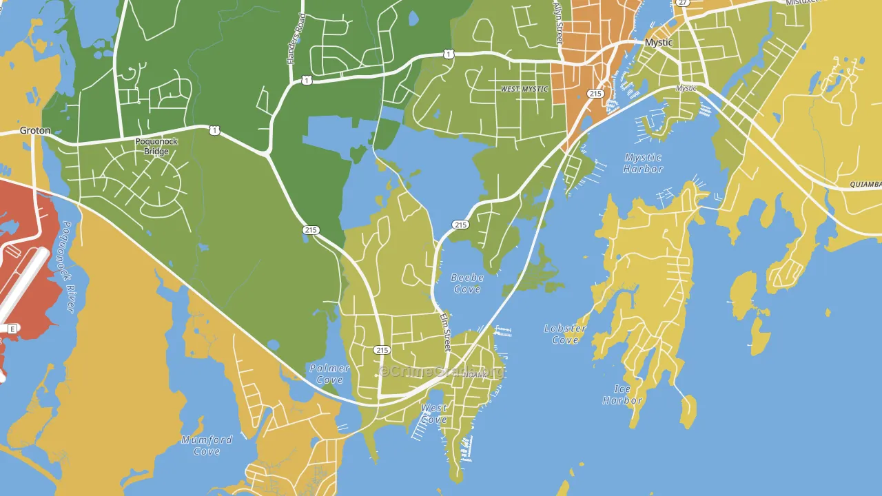 Noank, CT Map of Robbery Rates