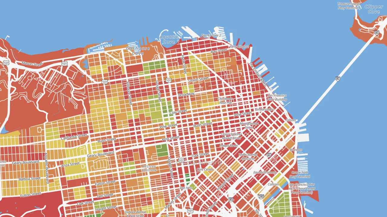 Nob Hill, San Francisco, CA Map of Robbery Rates