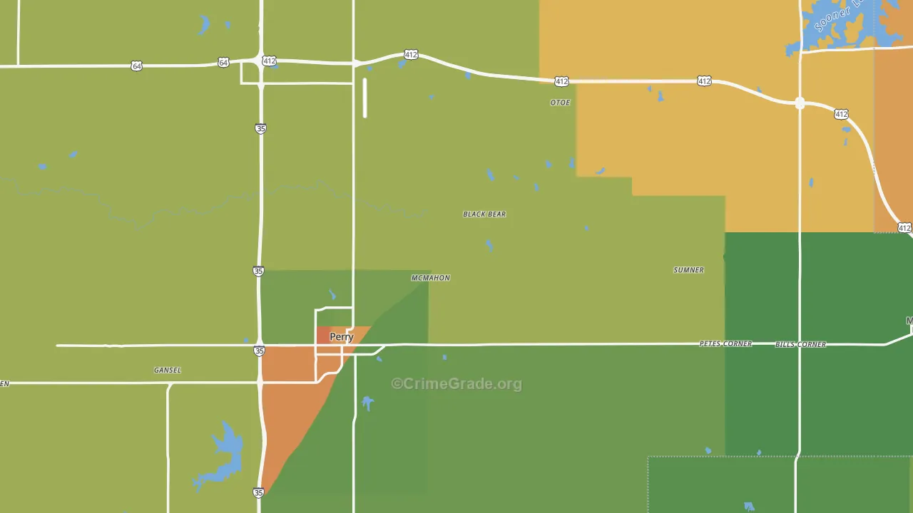 Noble County, OK Map of Robbery Rates
