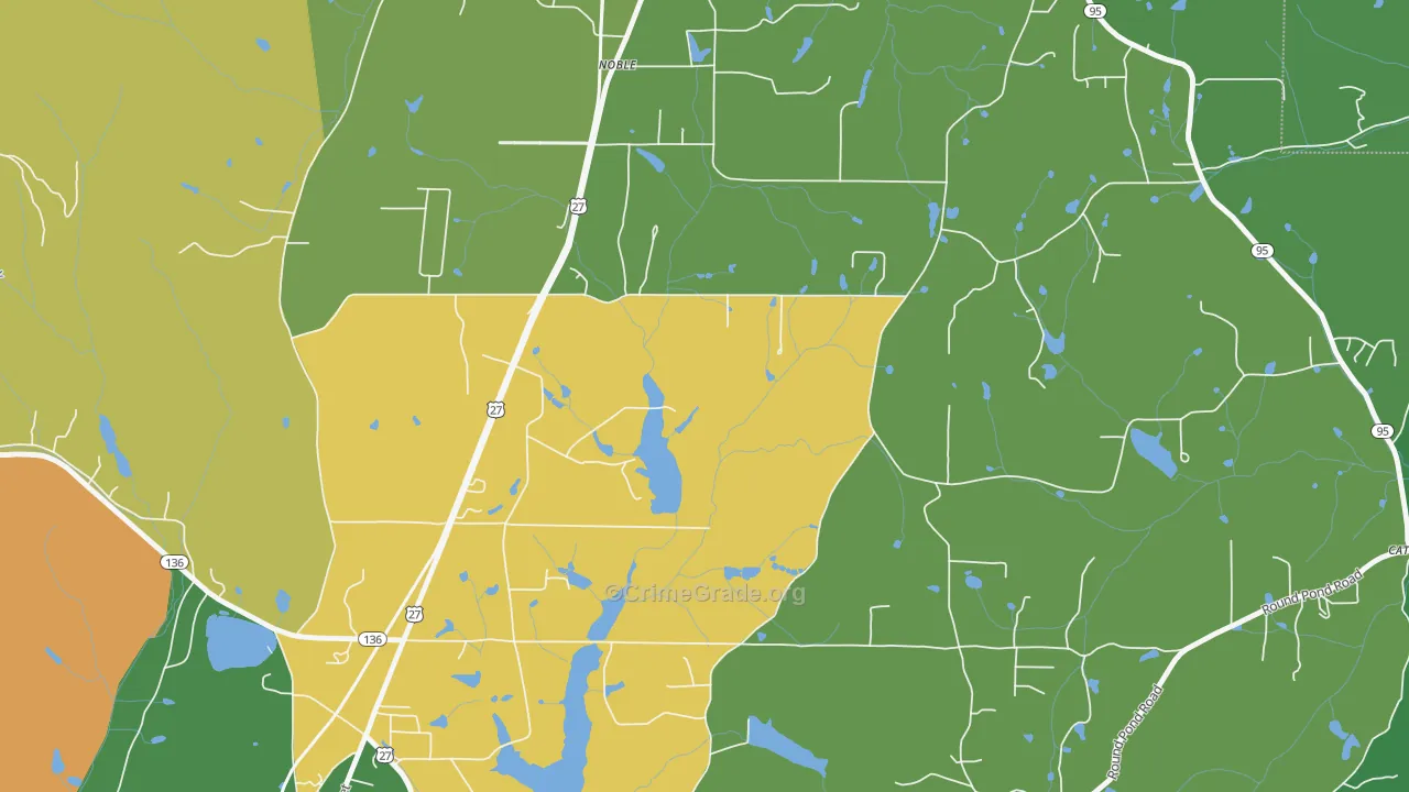 Noble, GA Map of Robbery Rates