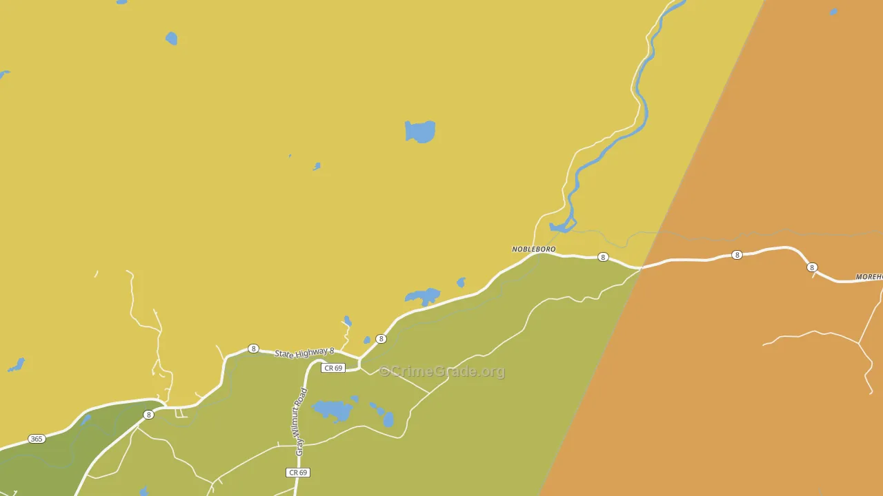Nobleboro, NY Map of Robbery Rates