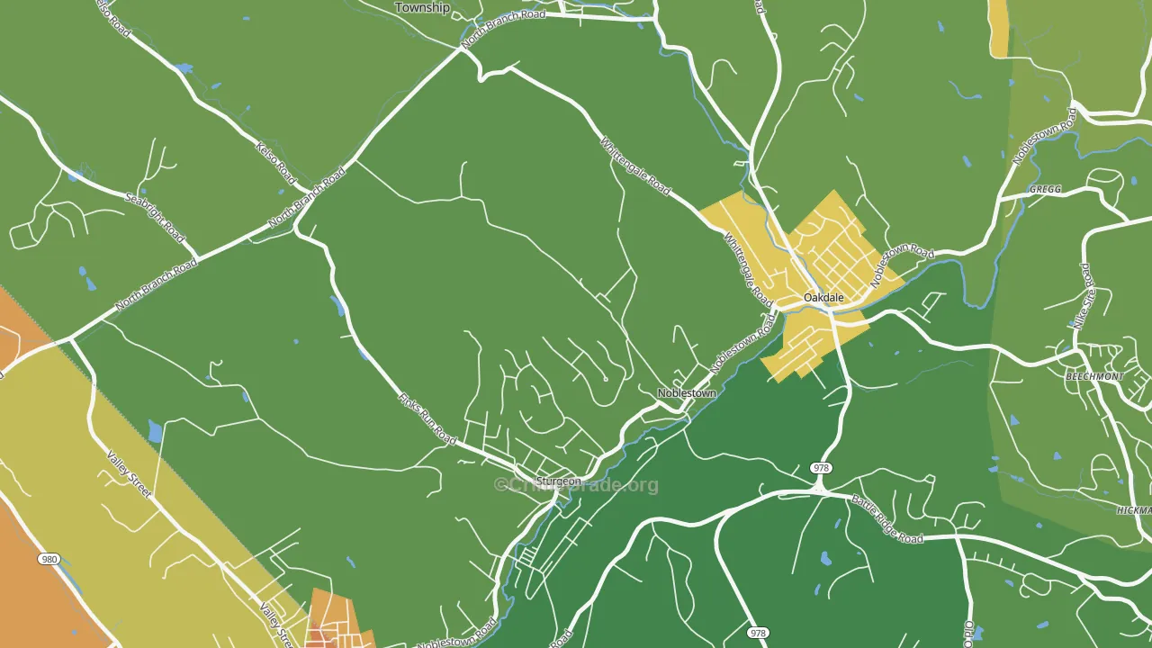 Noblestown, PA Map of Robbery Rates