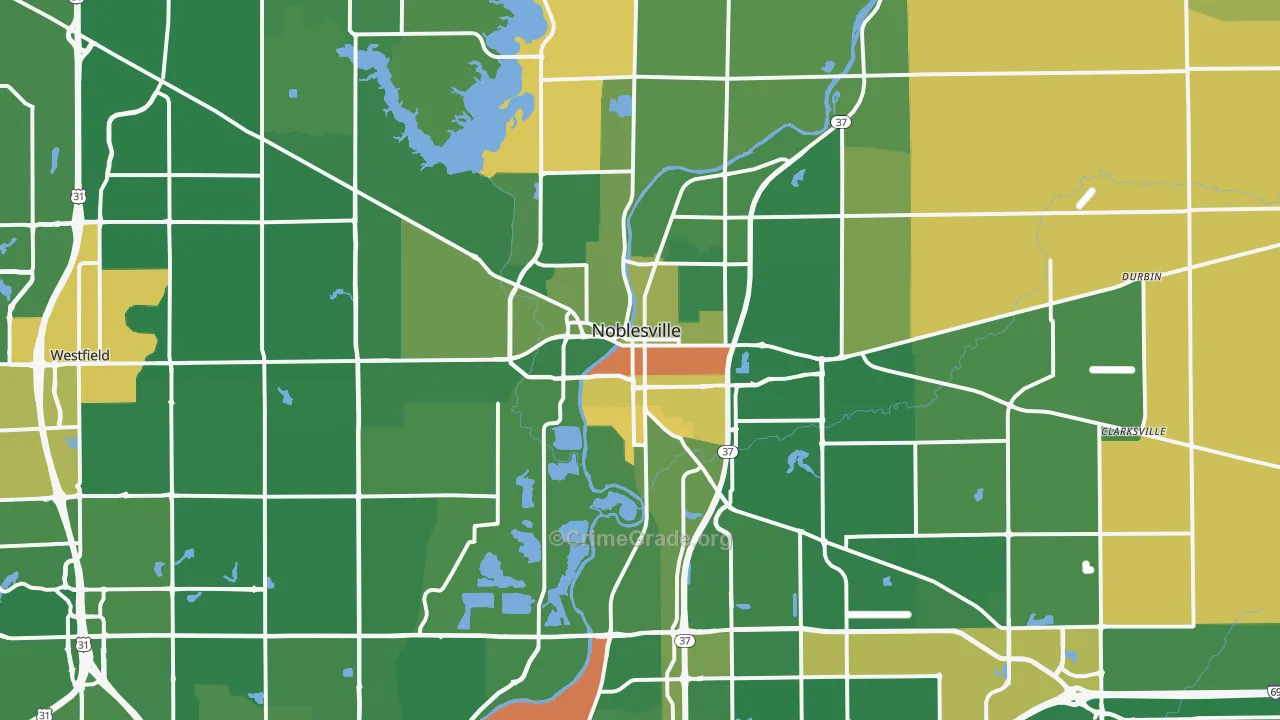 Noblesville, IN Map of Robbery Rates