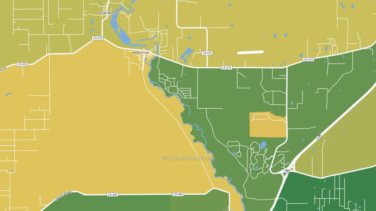 Nobleton, FL Map of Robbery Rates
