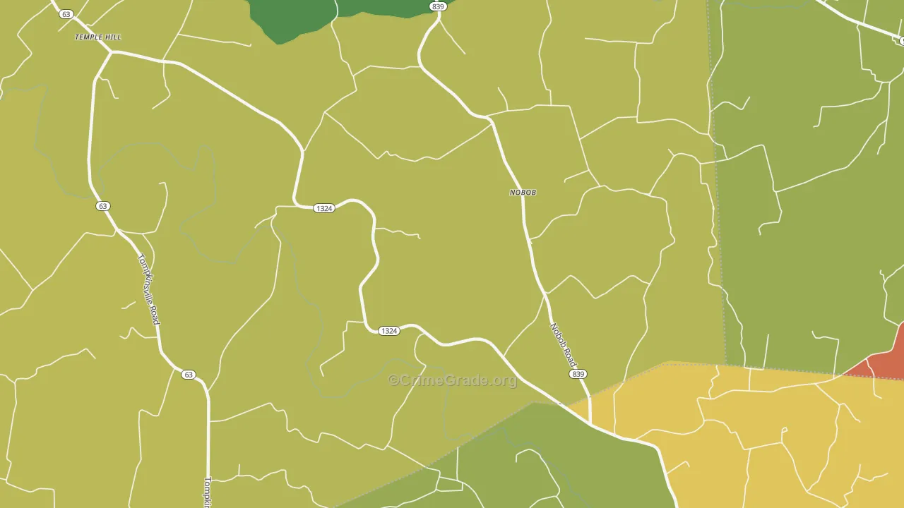 Nobob, KY Map of Robbery Rates