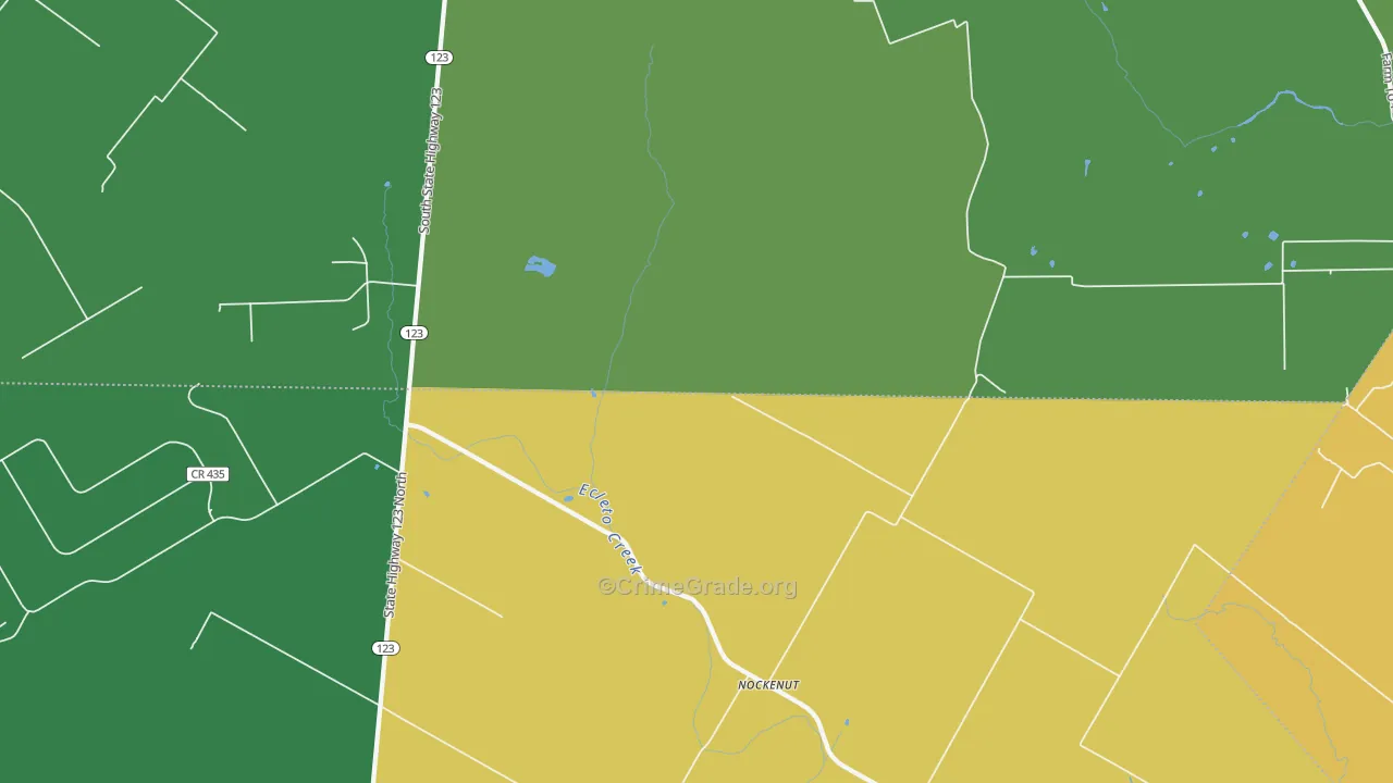 Nockenut, TX Map of Robbery Rates