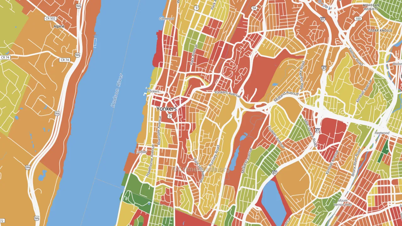Nodine Hill, Yonkers, NY Map of Robbery Rates