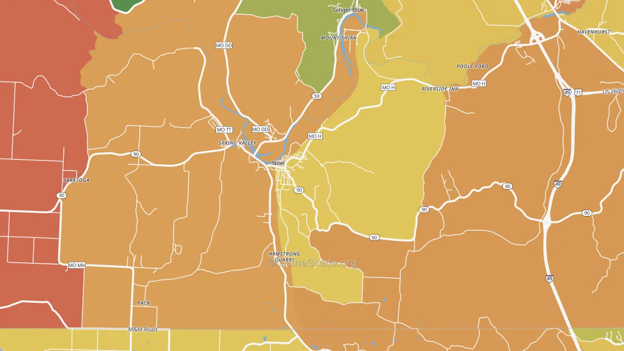 Noel, MO Map of Robbery Rates