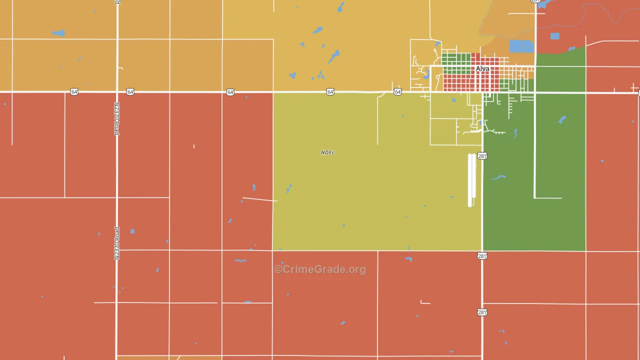 Noel, OK Map of Robbery Rates