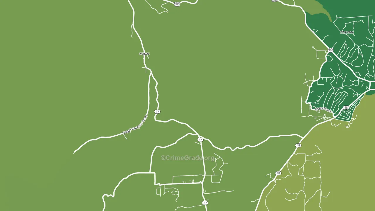 Nogal, NM Map of Robbery Rates