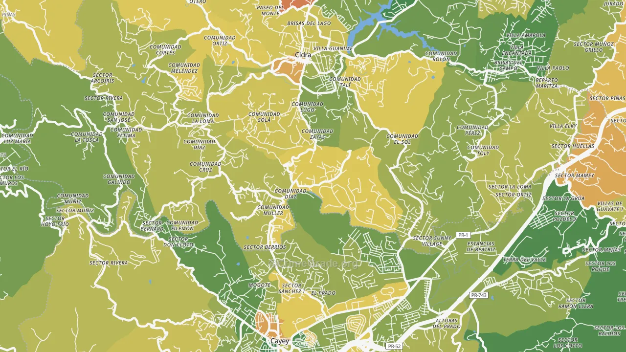 Nogueras, PR Map of Robbery Rates