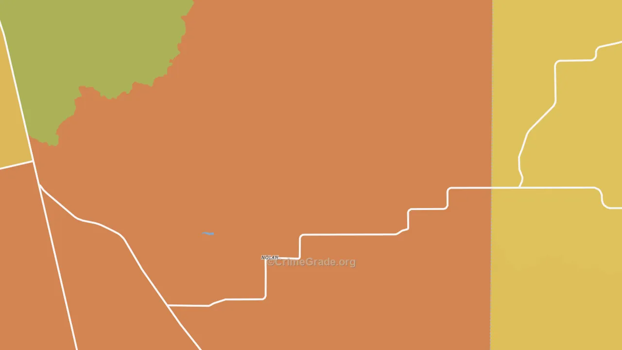 Nolan, TX Map of Robbery Rates
