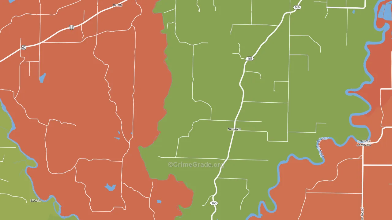 Noland, AR Map of Robbery Rates