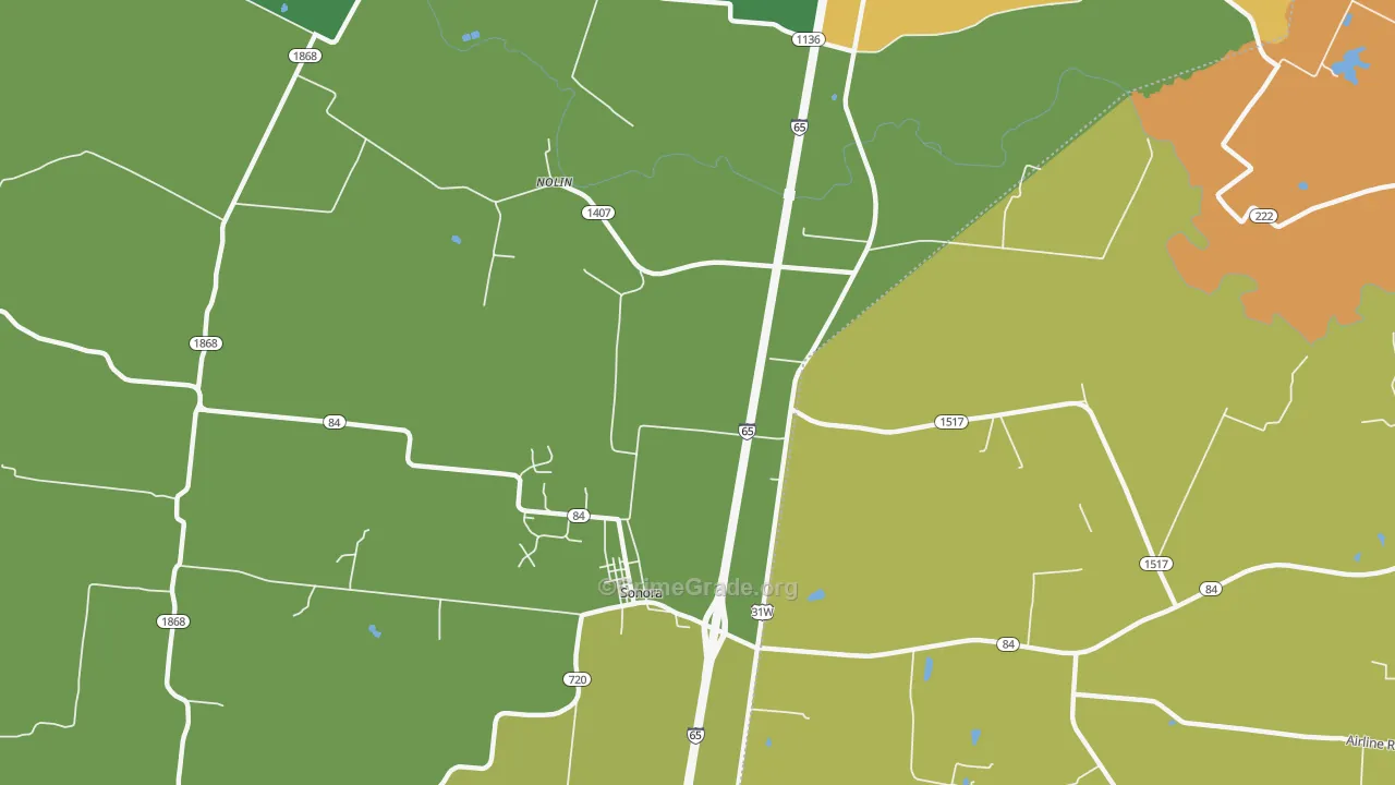 Nolin, KY Map of Robbery Rates