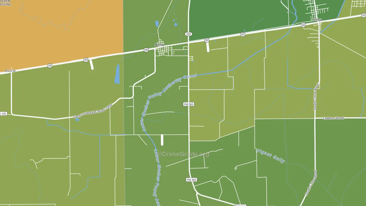 Nome, TX Map of Robbery Rates