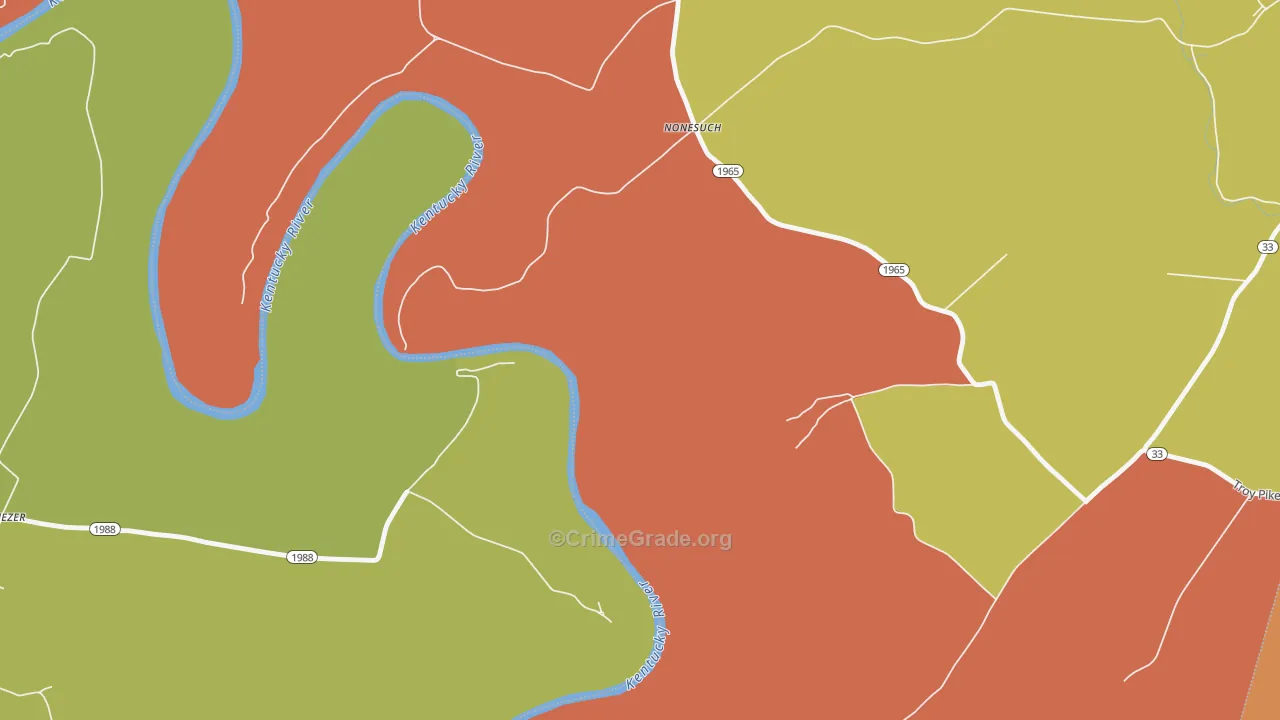 Nonesuch, KY Map of Robbery Rates