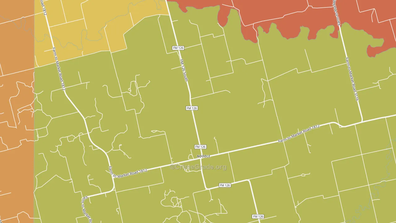 Noodle, TX Map of Robbery Rates