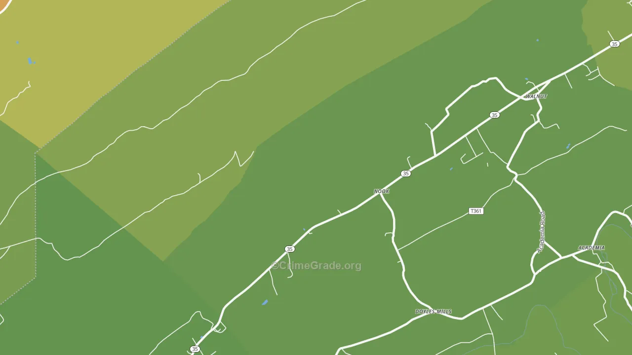 Nook, PA Map of Robbery Rates