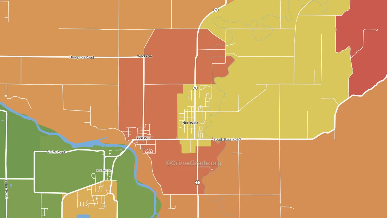 Nooksack, WA Map of Robbery Rates