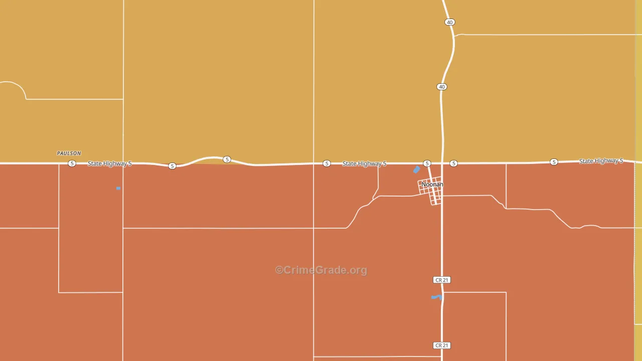 Noonan, ND Map of Robbery Rates