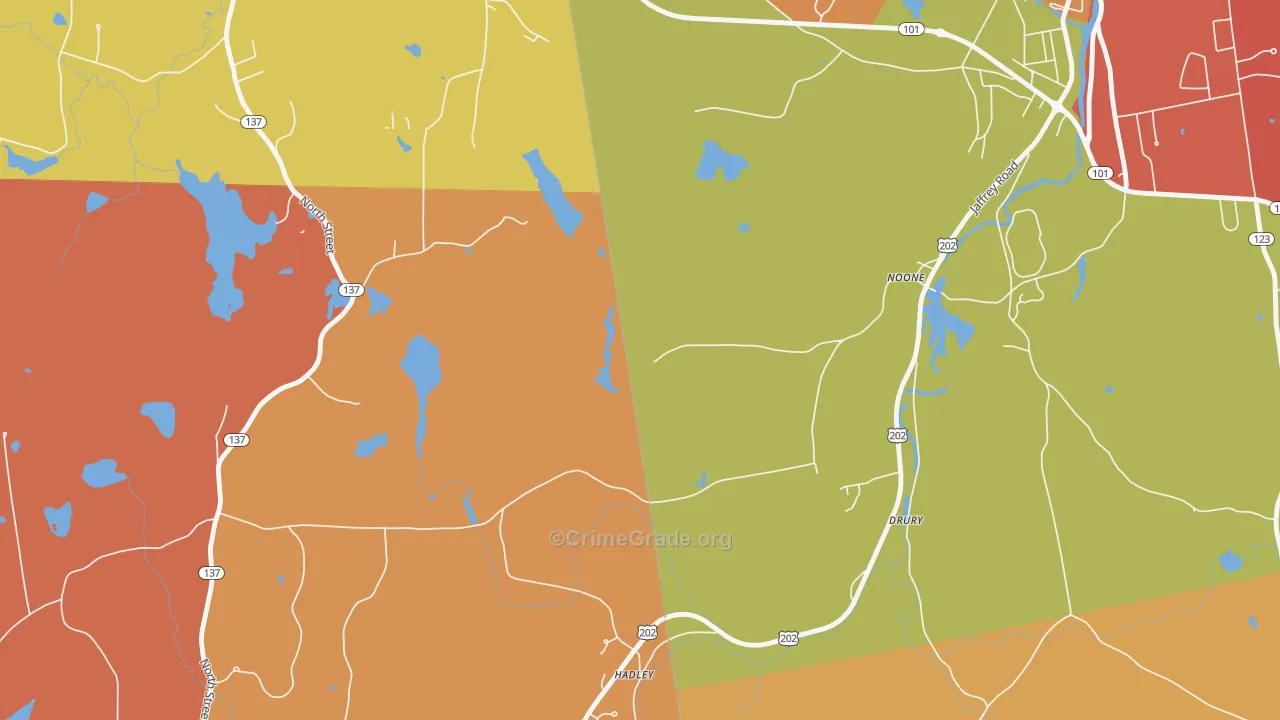 Noone, NH Map of Robbery Rates