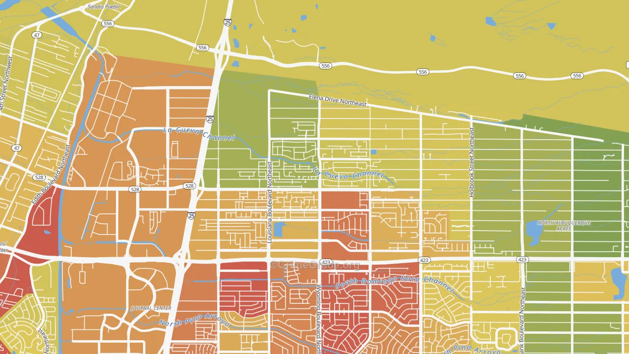 Nor Este, Albuquerque, NM Map of Robbery Rates