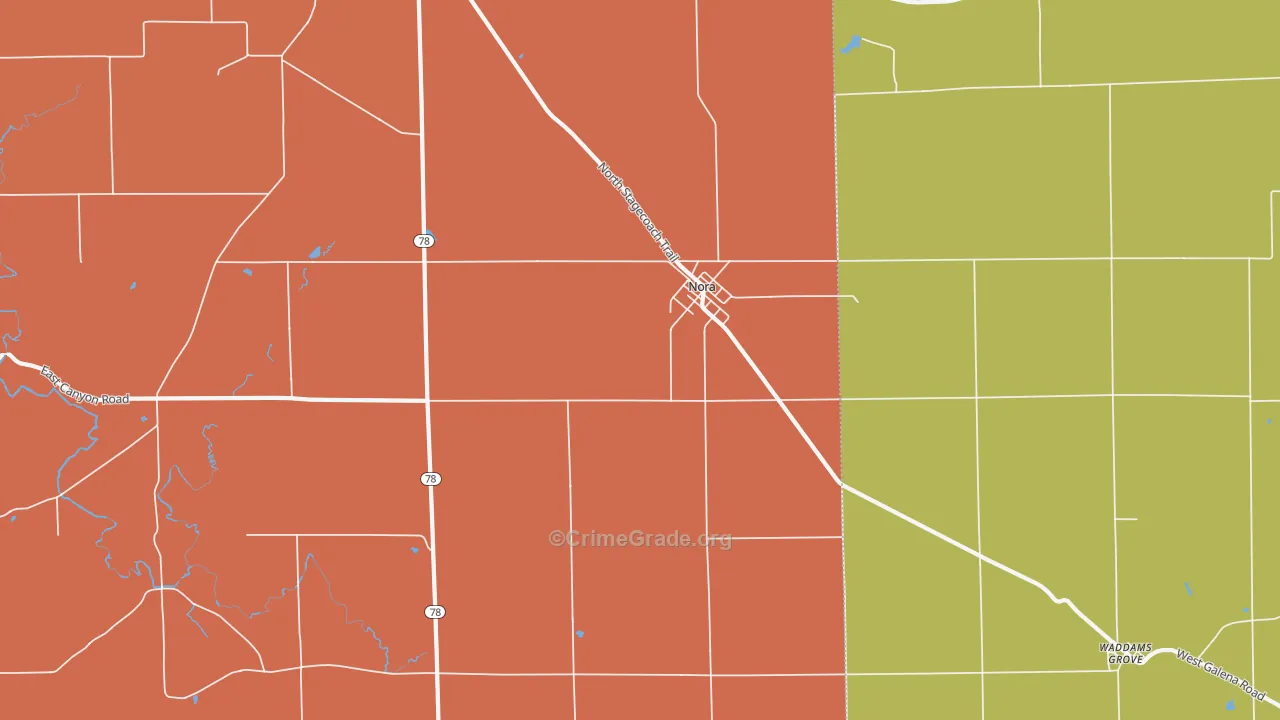 Nora, IL Map of Robbery Rates